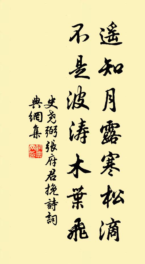 史尧弼遥知月露寒松滴，不是波涛木叶飞书法作品欣赏