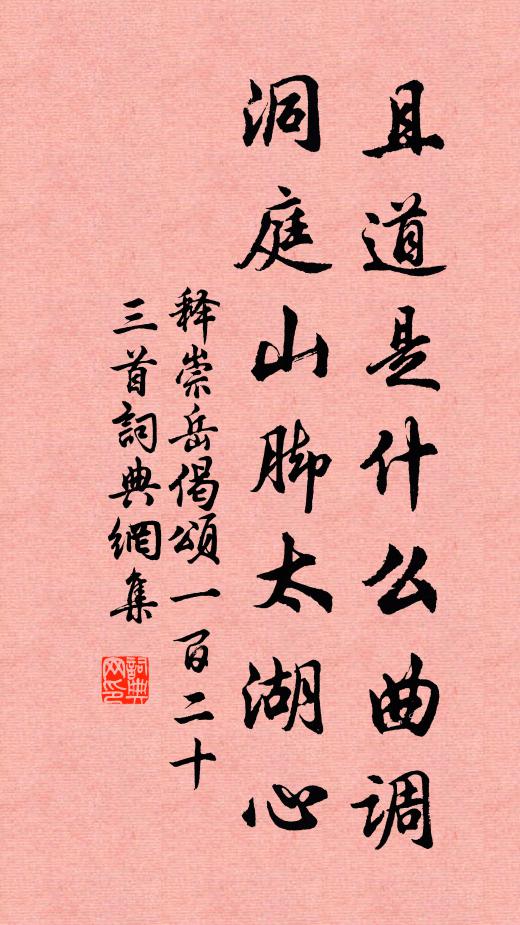 释崇岳且道是什么曲调，洞庭山脚太湖心书法作品欣赏