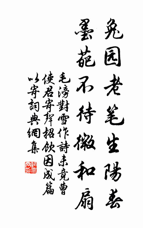 毛滂兔园老笔生阳春，墨葩不待微和扇书法作品欣赏
