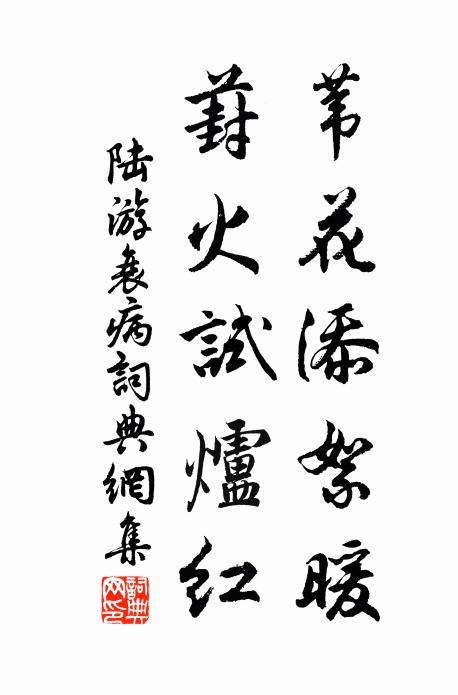 陆游苇花添絮暖，葑火试炉红书法作品欣赏