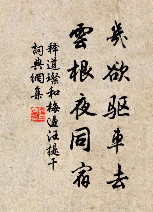 释道璨几欲驱车去，云根夜同宿书法作品欣赏