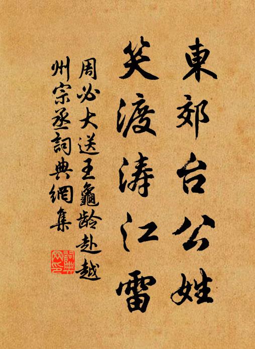 周必大东郊台公姓，笑渡涛江雷书法作品欣赏