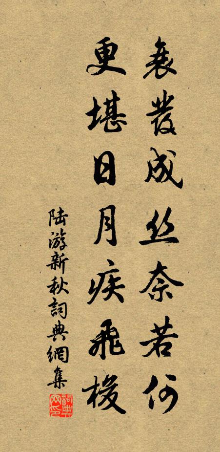 陆游衰发成丝奈若何？更堪日月疾飞梭书法作品欣赏