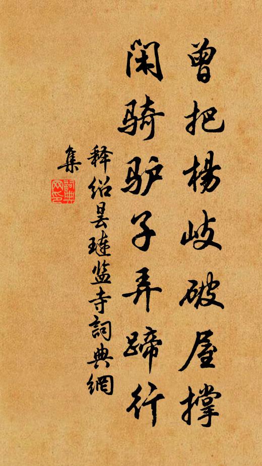释绍昙曾把杨岐破屋撑，闲骑驴子弄蹄行书法作品欣赏