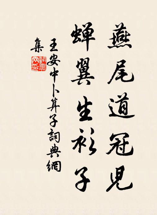 王安中燕尾道冠儿，蝉翼生衫子书法作品欣赏