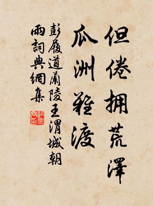 彭履道但倦拥荒泽，瓜洲难渡书法作品欣赏