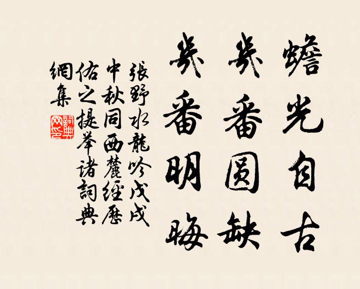 张野蟾光自古，几番圆缺，几番明晦书法作品欣赏