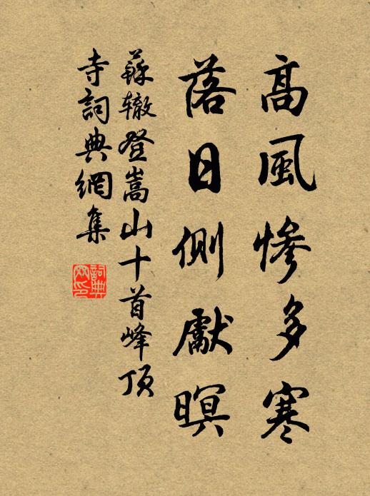 苏辙高风惨多寒，落日侧先暝书法作品欣赏