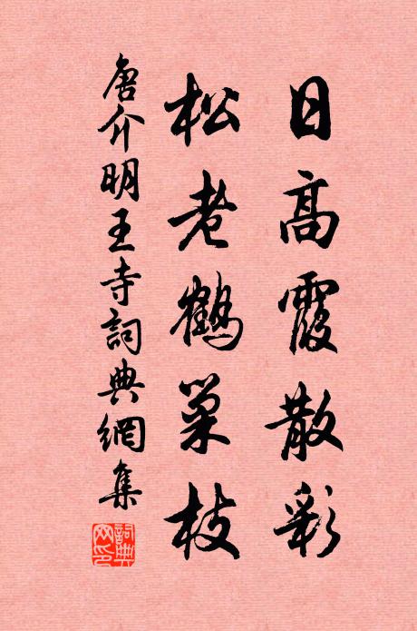 唐介日高霞散彩，松老鹤巢枝书法作品欣赏