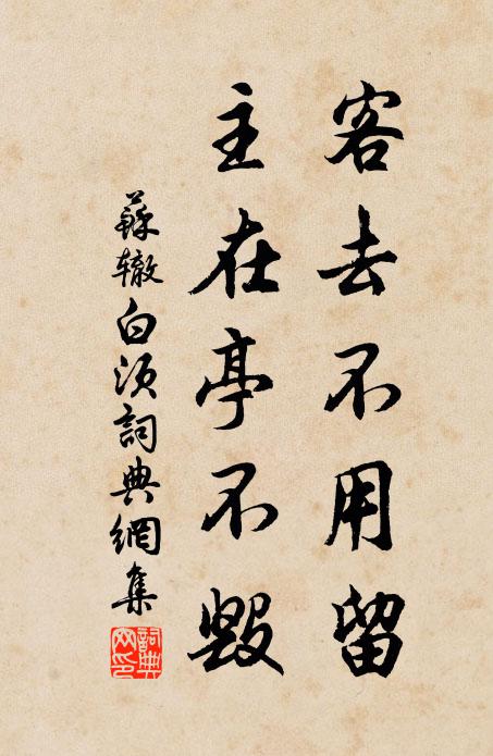苏辙客去不用留，主在亭不毁书法作品欣赏