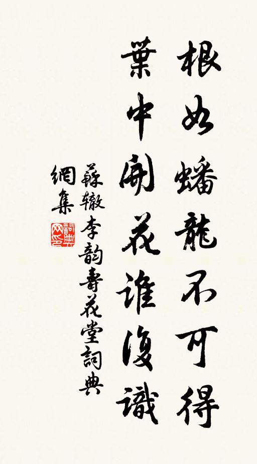 苏辙根如蟠龙不可得，叶中开花谁复识书法作品欣赏