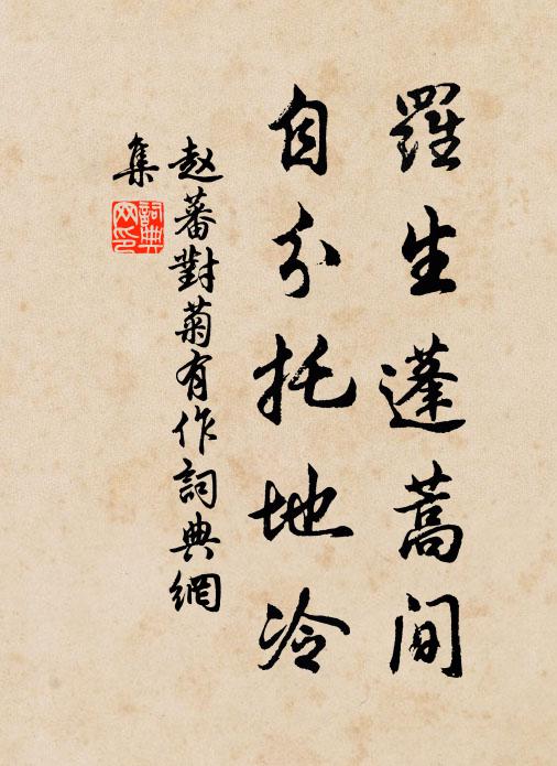 赵蕃罗生蓬蒿间，自分托地冷书法作品欣赏