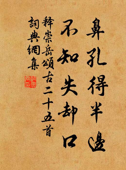 释崇岳鼻孔得半边，不知失却口书法作品欣赏