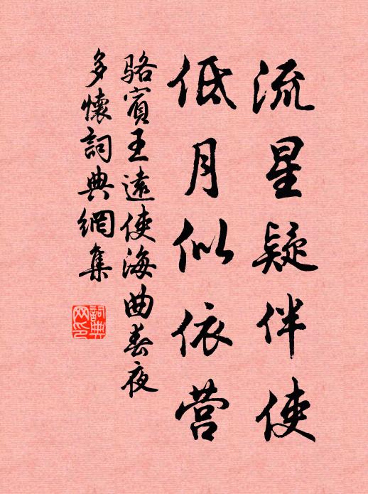 骆宾王流星疑伴使，低月似依营书法作品欣赏