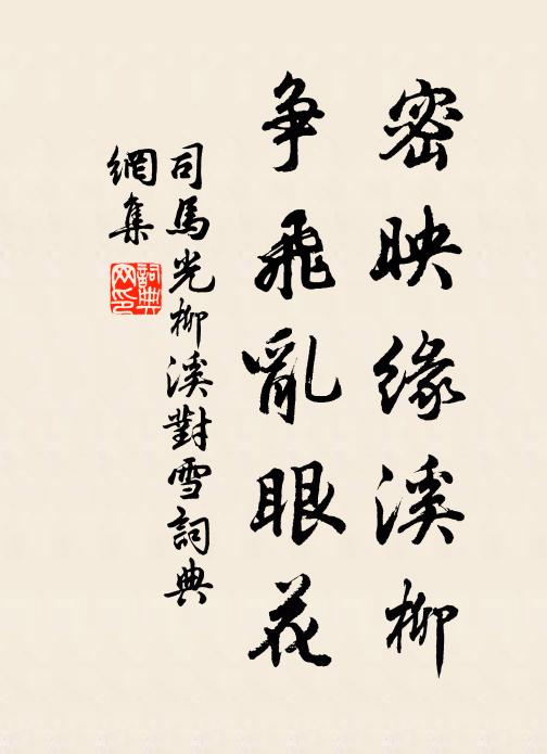 司马光密映缘溪柳，争飞乱眼花书法作品欣赏
