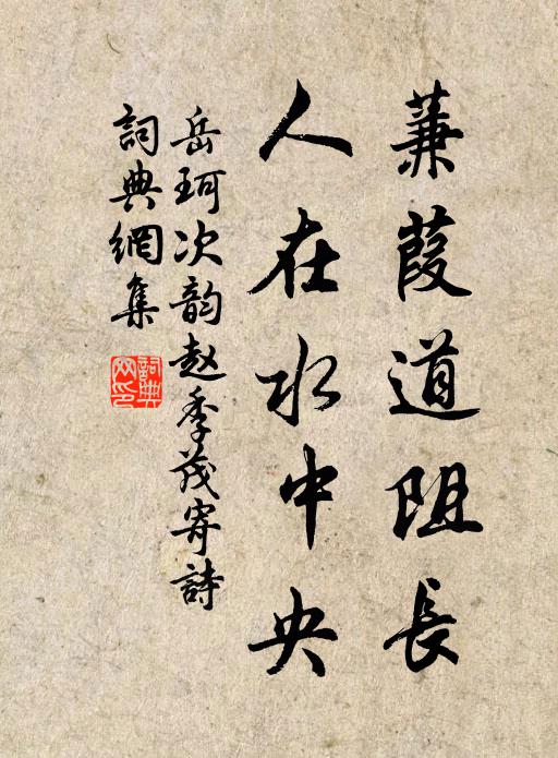 岳珂蒹葭道阻长，人在水中央书法作品欣赏