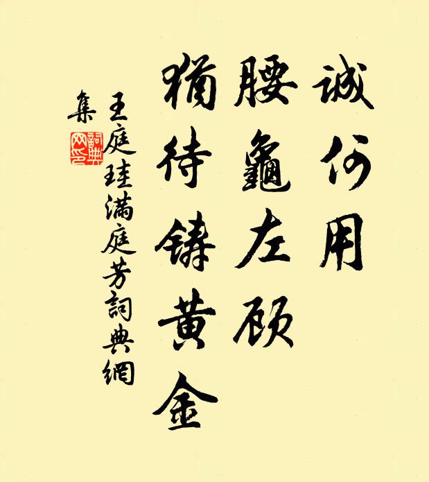 王庭珪诚何用，腰龟左顾，犹待铸黄金书法作品欣赏