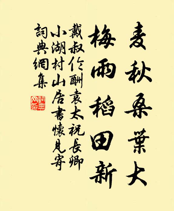 戴叔伦麦秋桑叶大，梅雨稻田新书法作品欣赏