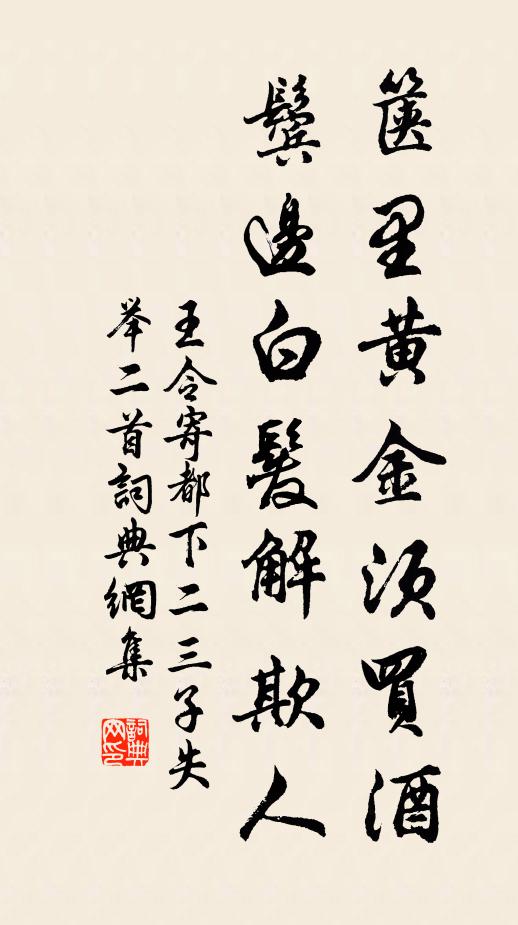 王令箧里黄金须买酒，鬓边白发解欺人书法作品欣赏