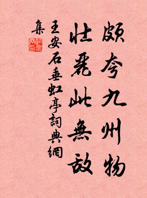 王安石颇夸九州物，壮丽此无敌书法作品欣赏