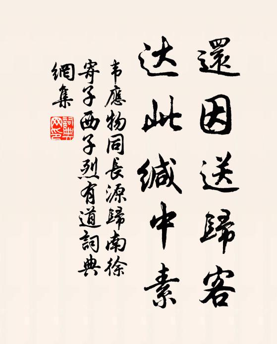 韦应物还因送归客，达此缄中素书法作品欣赏