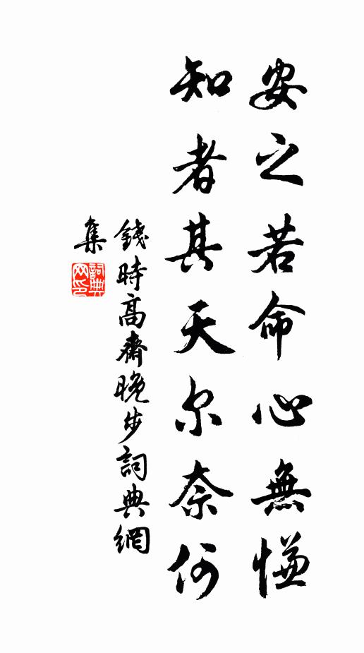 钱时安之若命心无慊，知者其天尔奈何书法作品欣赏