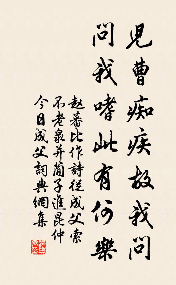 赵蕃儿曹痴疾故我问，问我嗜此有何乐书法作品欣赏
