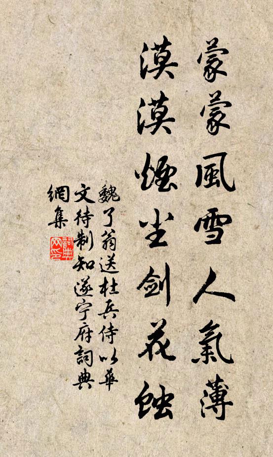魏了翁蒙蒙风雪人气薄，漠漠烟尘剑花蚀书法作品欣赏