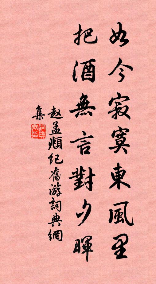 赵孟頫如今寂寞东风里，把酒无言对夕晖书法作品欣赏