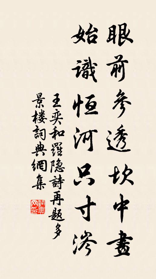 王奕眼前参透坎中画，始识恒河只寸涔书法作品欣赏