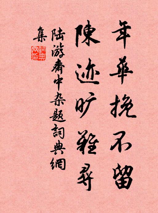 陆游年华挽不留，陈迹旷难寻书法作品欣赏