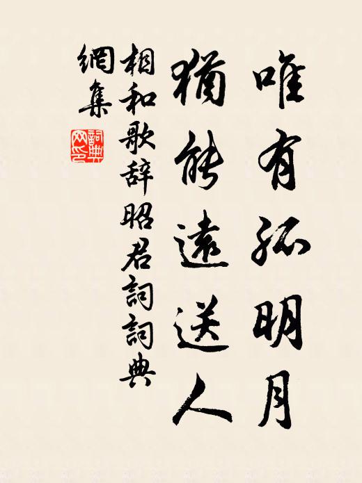 佚名唯有孤明月，犹能远送人书法作品欣赏