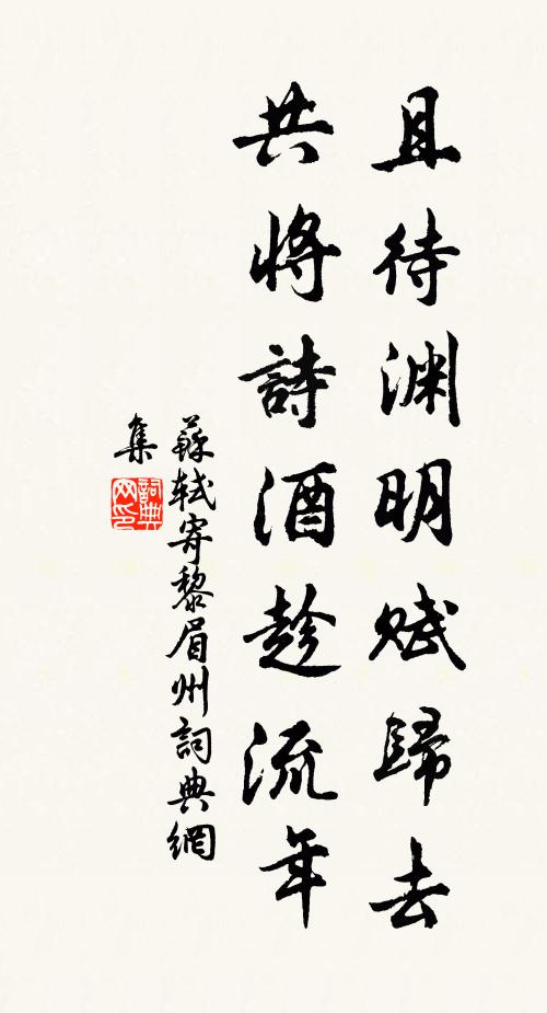 苏轼且待渊明赋归去，共将诗酒趁流年书法作品欣赏