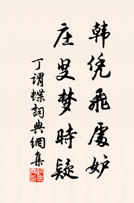 丁谓韩凭飞处妒，庄叟梦时疑书法作品欣赏