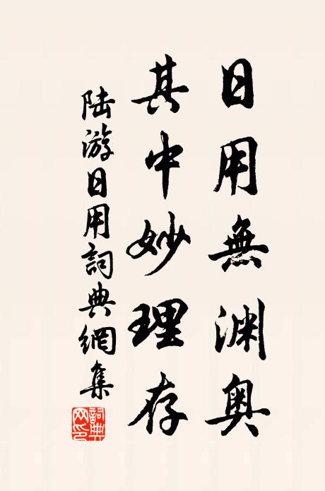 陆游日用无渊奥，其中妙理存书法作品欣赏