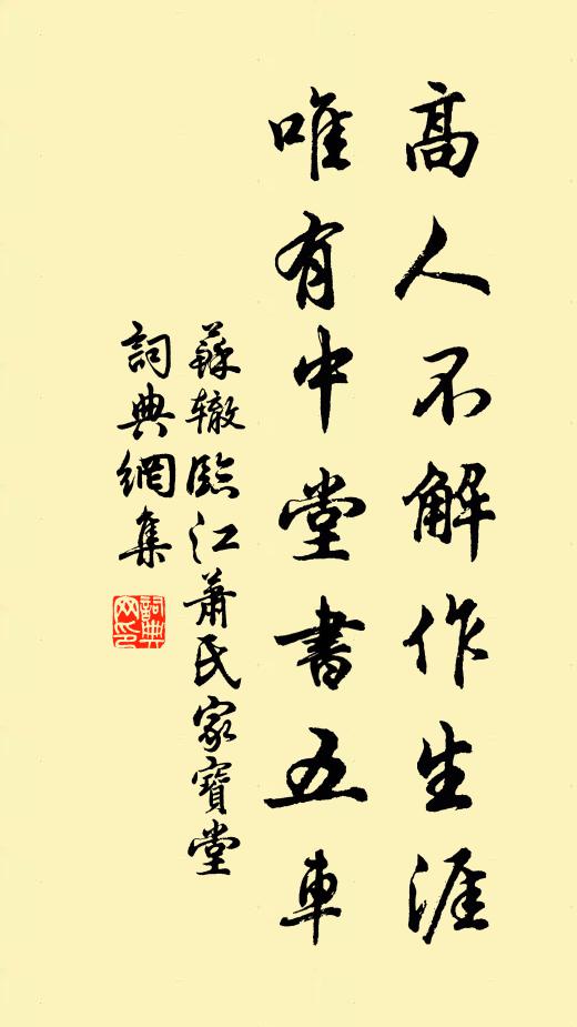 苏辙高人不解作生涯，唯有中堂书五车书法作品欣赏