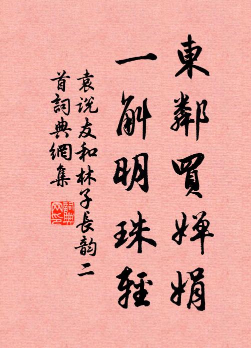 袁说友东邻买婵娟，一斛明珠轻书法作品欣赏