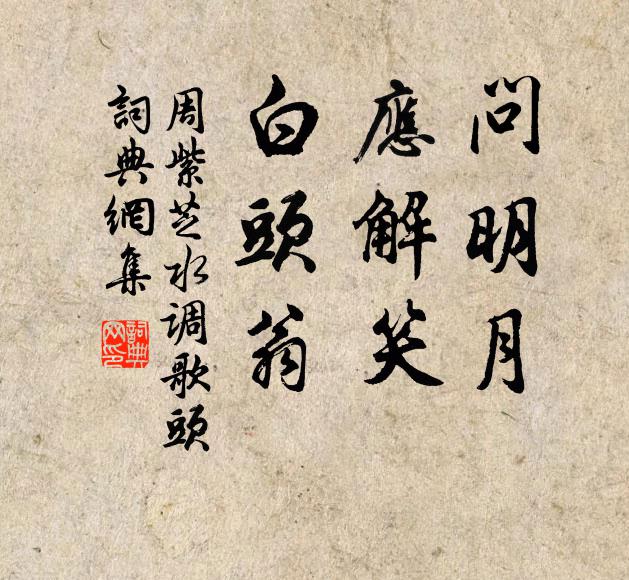 周紫芝问明月，应解笑，白头翁书法作品欣赏