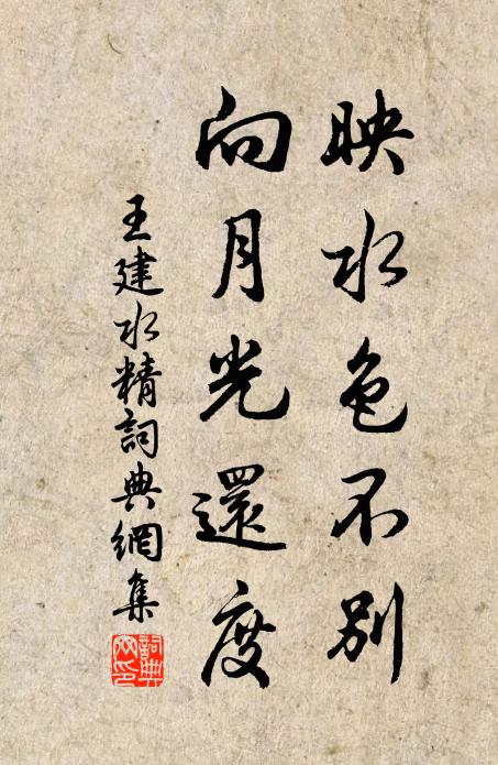 王建映水色不别，向月光还度书法作品欣赏