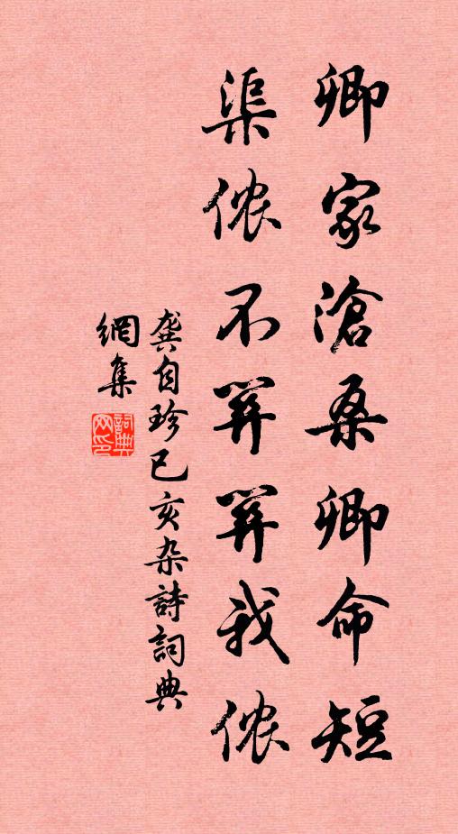 龚自珍卿家沧桑卿命短，渠侬不关关我侬书法作品欣赏