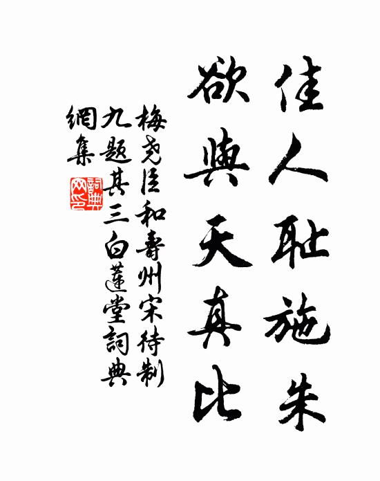 梅尧臣佳人耻施朱，欲与天真比书法作品欣赏