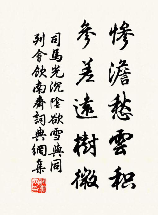 司马光惨澹愁云积，参差远树微书法作品欣赏