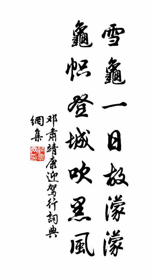 邓肃雪龟一日故濛濛，龟帜登城吹黑风书法作品欣赏