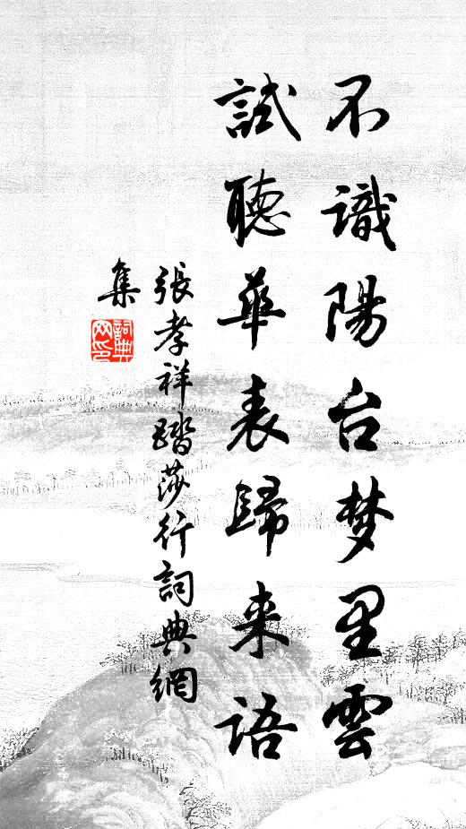 张孝祥不识阳台梦里云，试听华表归来语书法作品欣赏