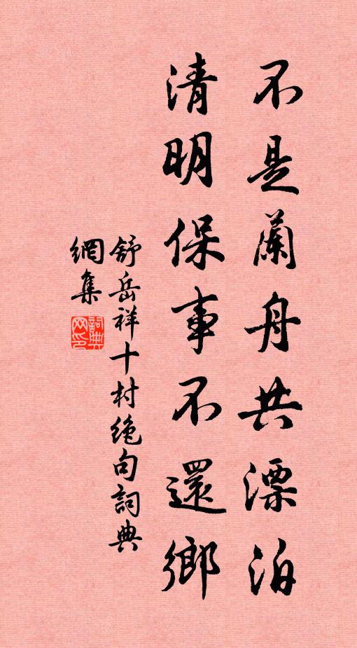 舒岳祥不是兰舟共漂泊，清明保事不还乡书法作品欣赏