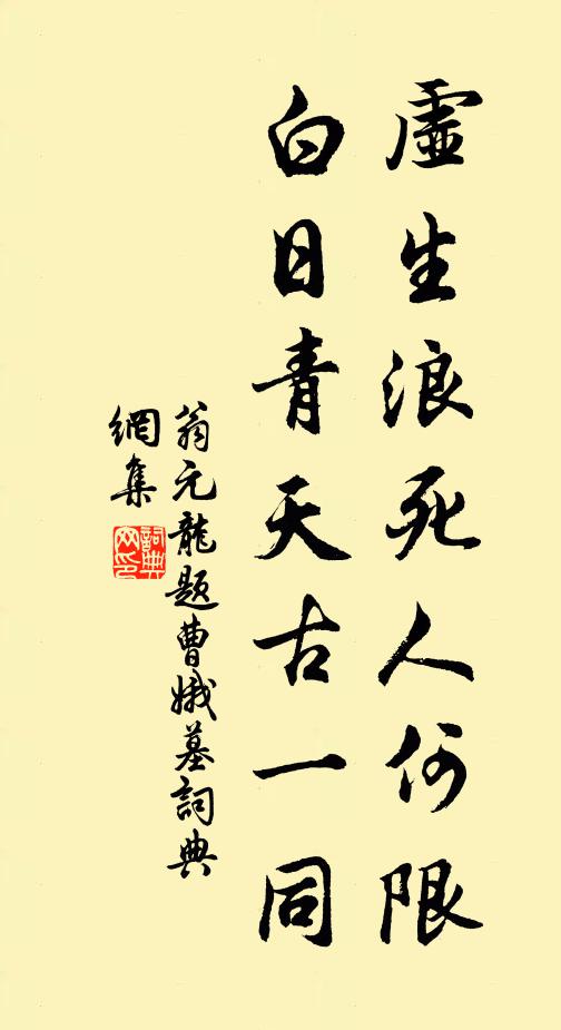 翁元龙虚生浪死人何限，白日青天古一同书法作品欣赏