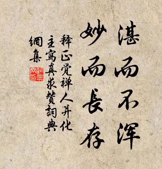 释正觉湛而不浑，妙而长存书法作品欣赏