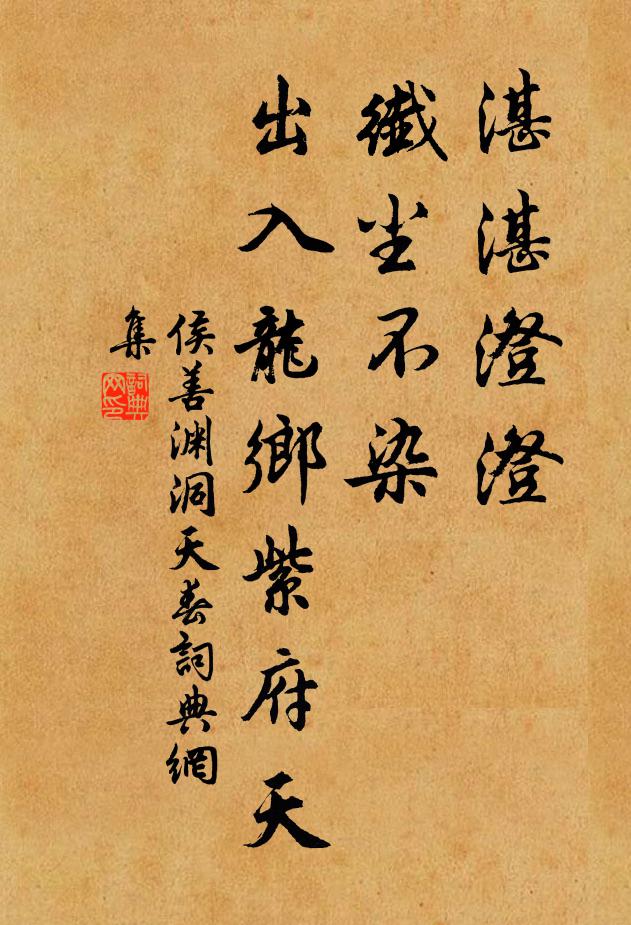 侯善渊湛湛澄澄，纤尘不染，出入龙乡紫府天书法作品欣赏