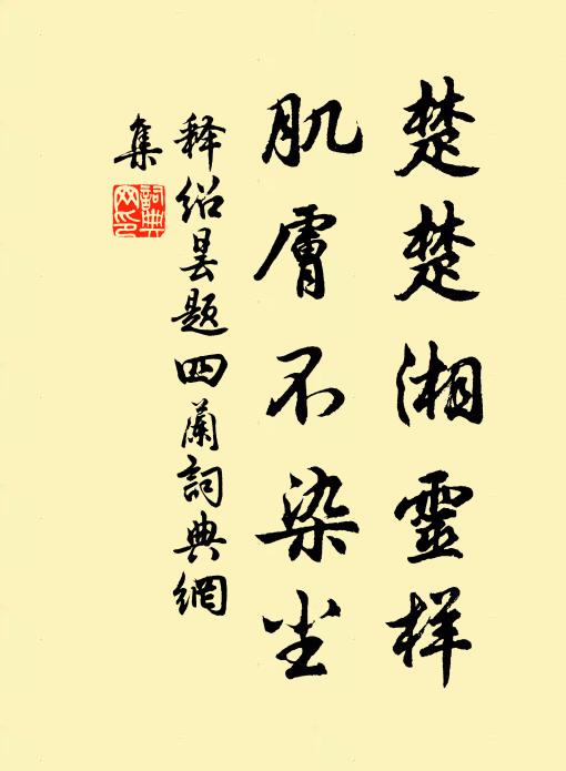 释绍昙楚楚湘灵样，肌肤不染尘书法作品欣赏