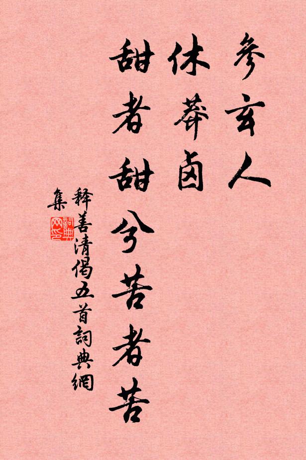 释善清参玄人，休莽卤，甜者甜兮苦者苦书法作品欣赏
